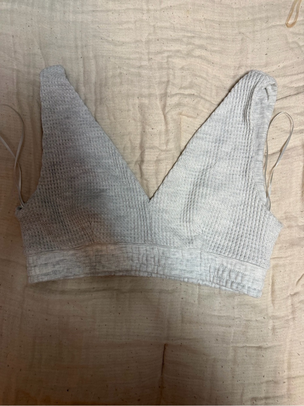 Light Gray Ribbed V-Neck Bralette Top